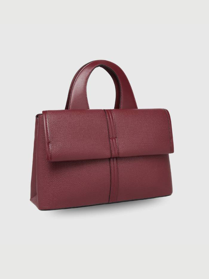 MAROON Women's Elegant Top Handle Satchel Handbag.