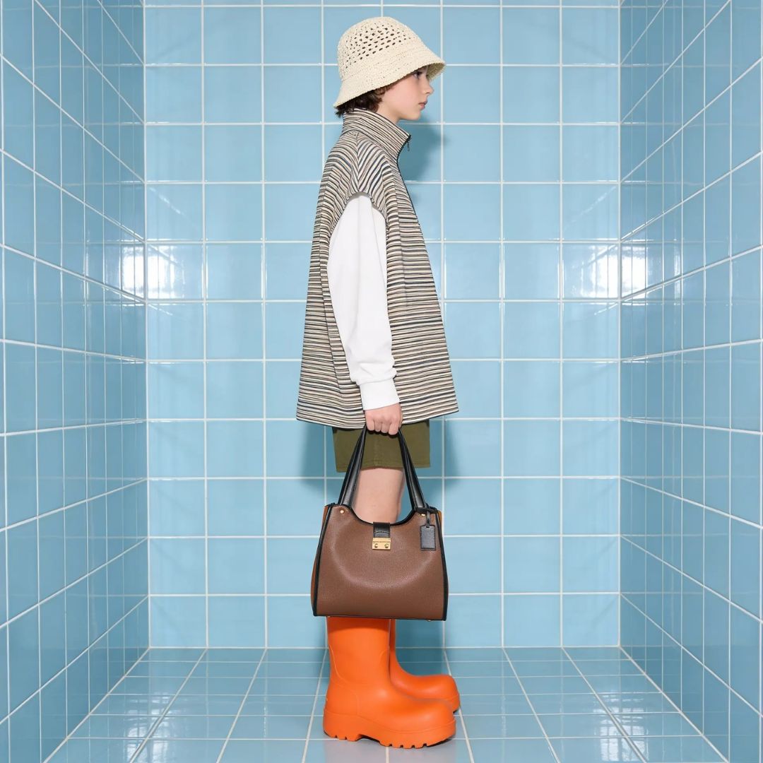 Elegant Dual Tone Shoulder Brown Tote Bag for Women