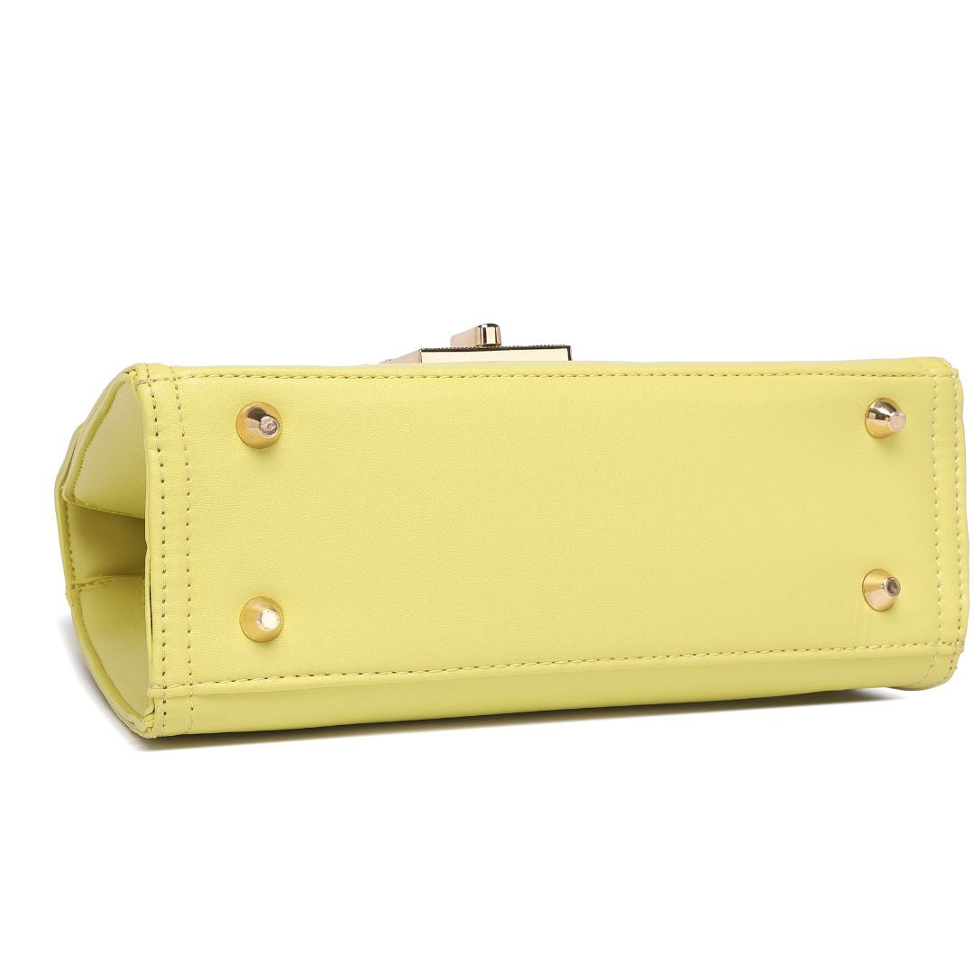 Stylish Top Handle Chain Yellow Sling  Bag for Women.