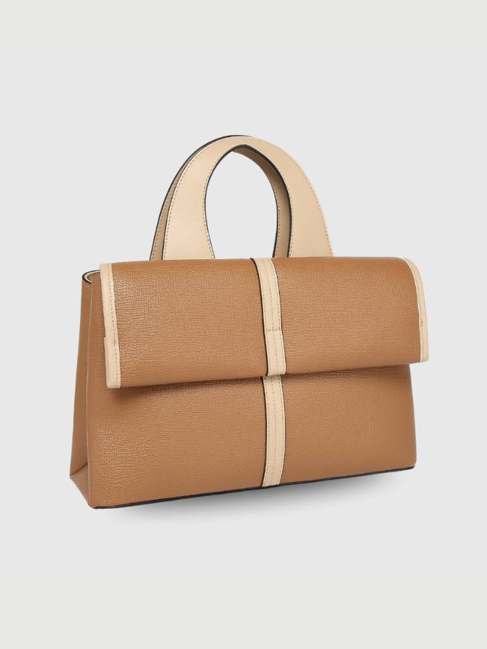 TAN Women's Elegant Top Handle Satchel Handbag.