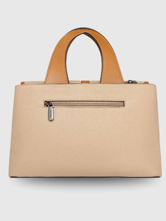 BEIGE Women's Elegant Top Handle Satchel Handbag.
