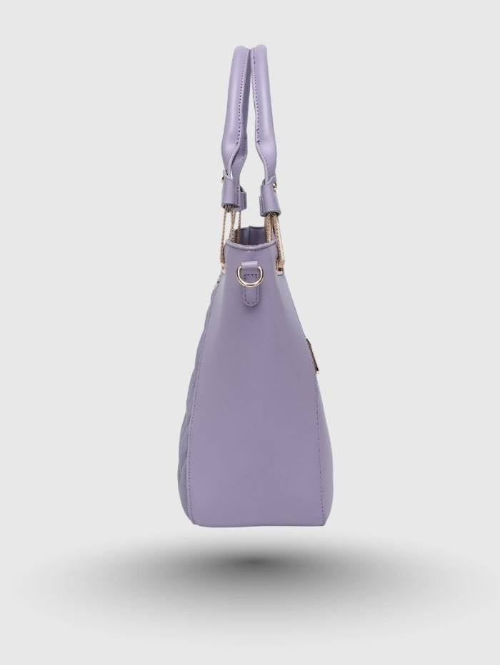 PURPLE Women's Quilted Tote Handbag.