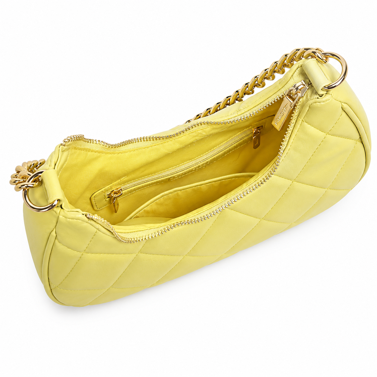 Stylish Quilted Chain Yellow Shoulder  Bag for Women.