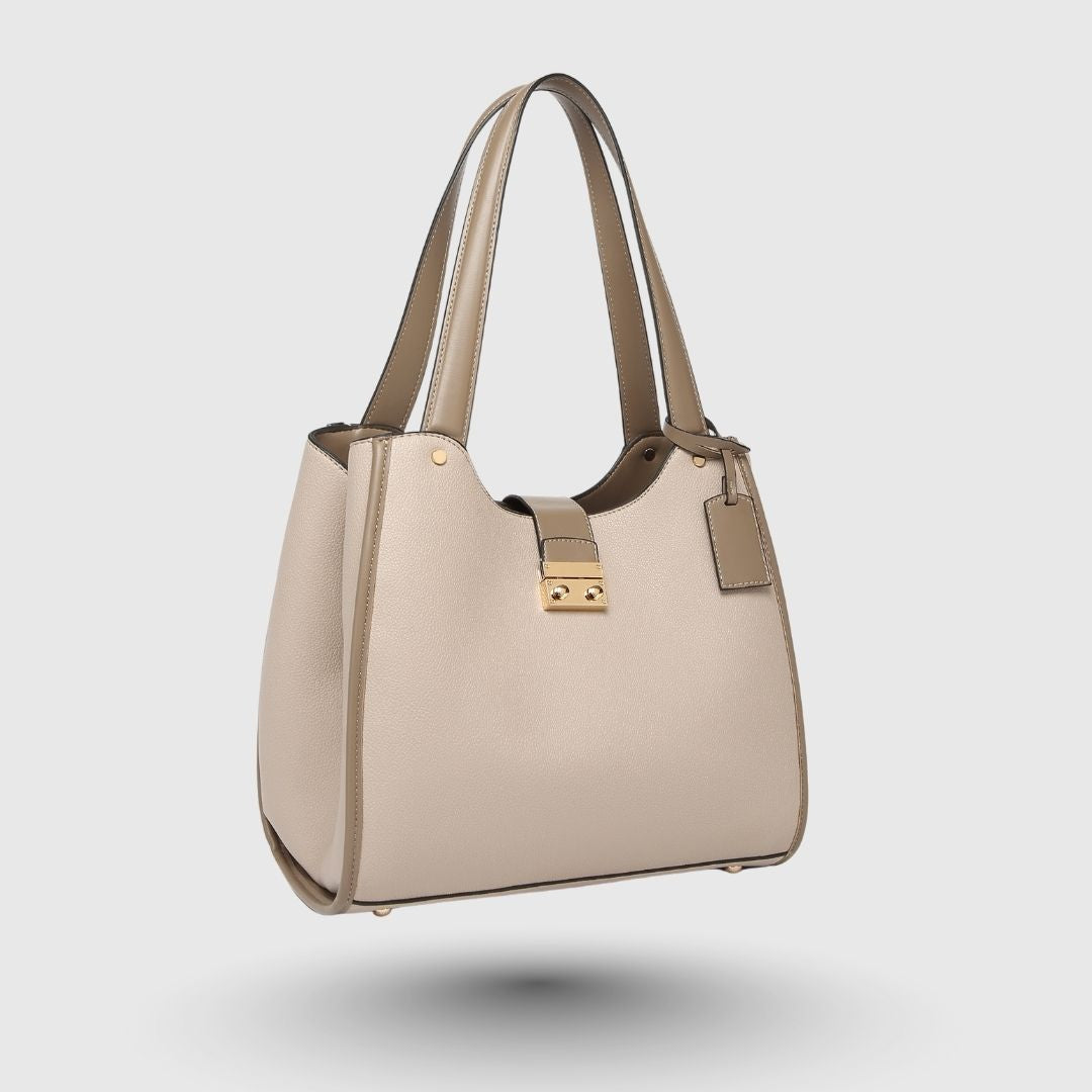 Elegant Dual Tone Shoulder Apricot Tote Bag for Women