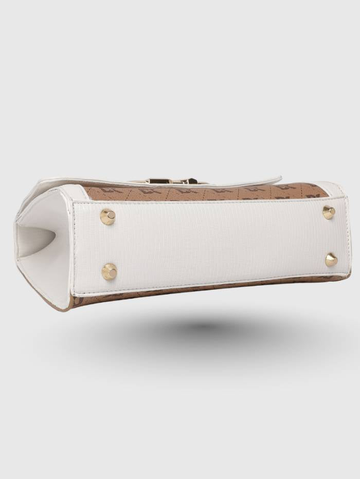 WHITE Women  Printed Satchel Handbag |