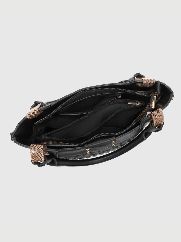 BLACK Women's Quilted Tote Handbag.