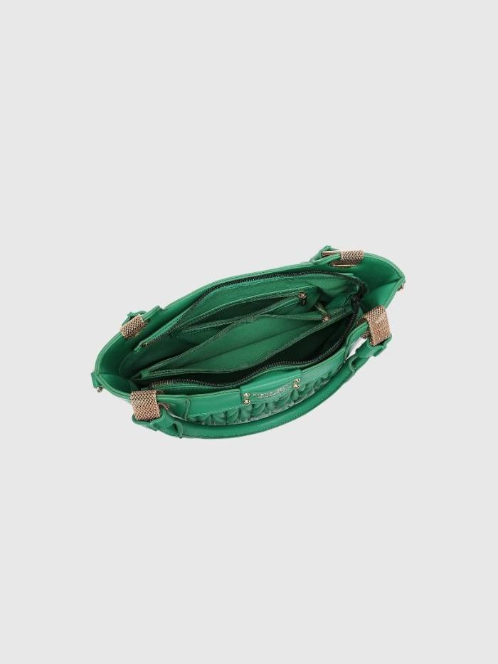 GREEN Women's Quilted Tote Handbag.