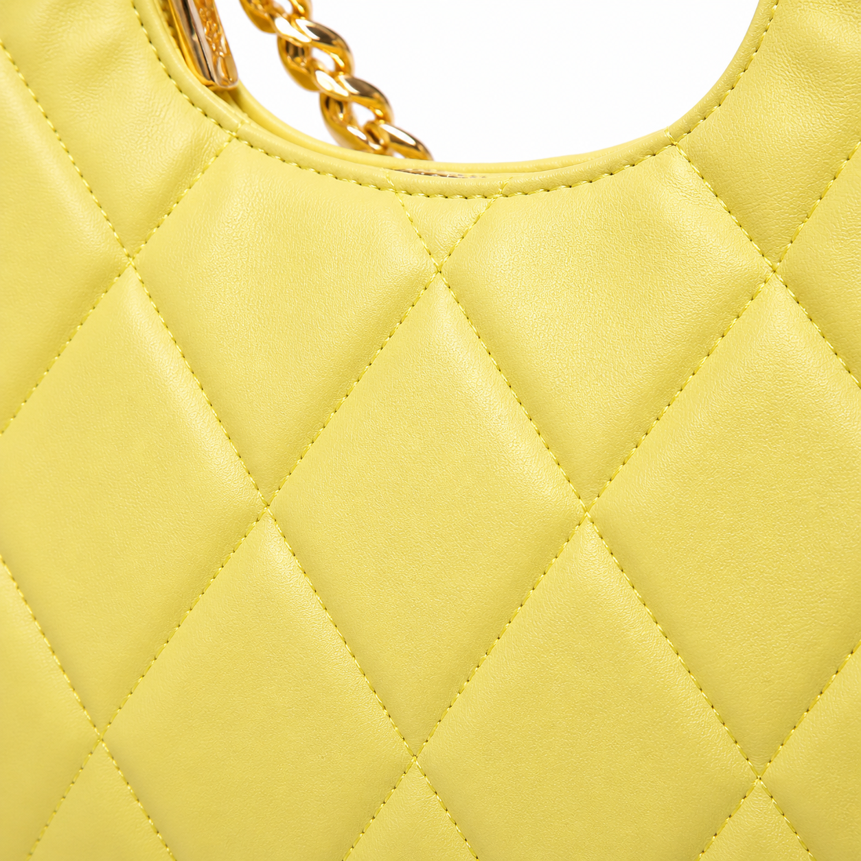 Stylish Quilted Chain Yellow Shoulder  Bag for Women.